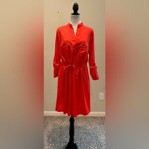 Speed Control Button Down 3/4 Sleeves Tunic Dress